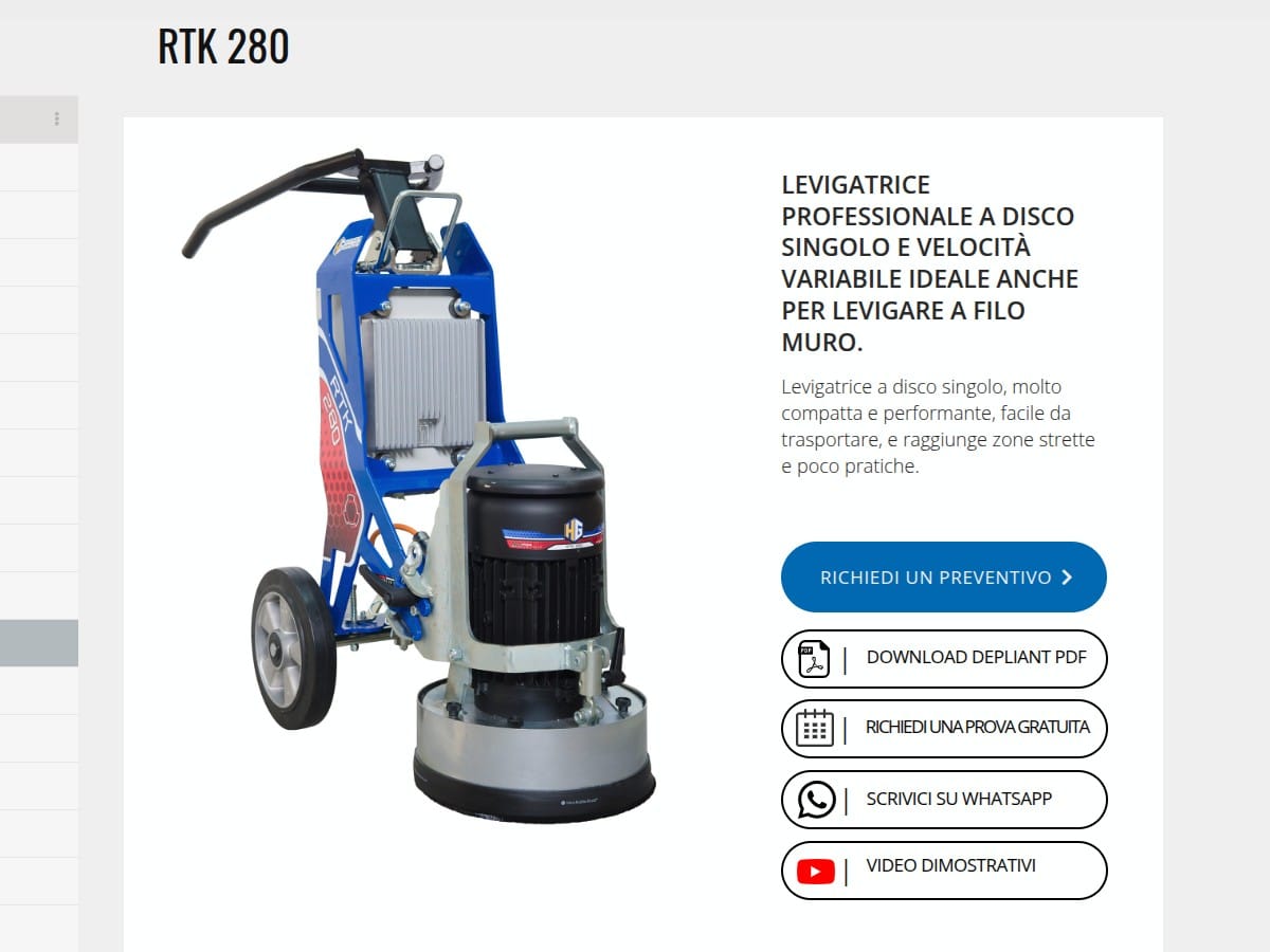 Levigatrice professionale Hyper Grinder RTK : compatta versatile e progettata per lavorare vicino alle pareti